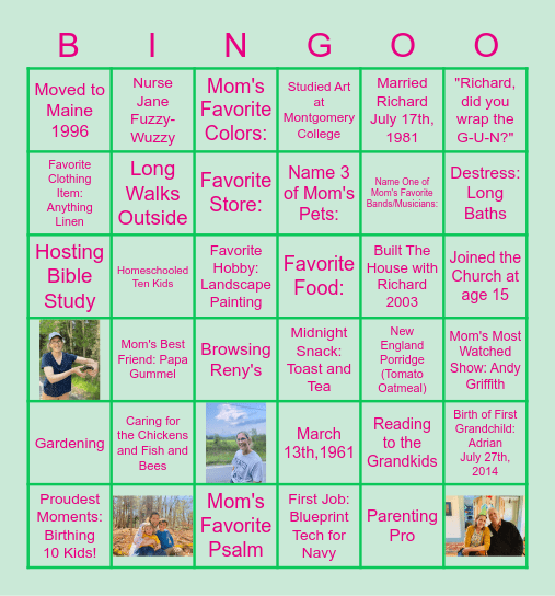 A Very Terry BINGO Card