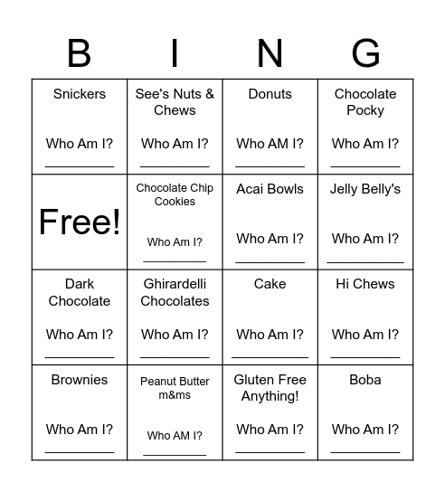 A Few of Our Favorite Sweet Treats Bingo Card