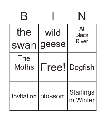 mary oliver poem Bingo Card