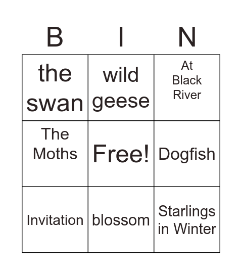 mary oliver poem Bingo Card