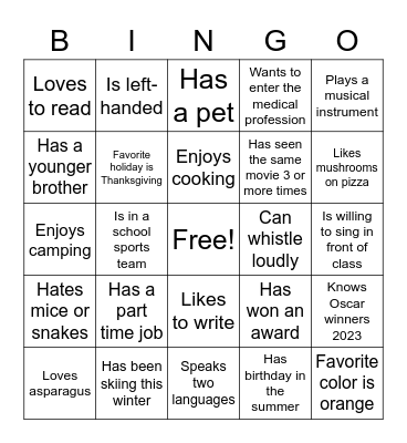 Find someone who... Bingo Card