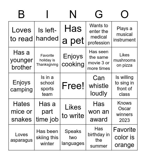 Find someone who... Bingo Card