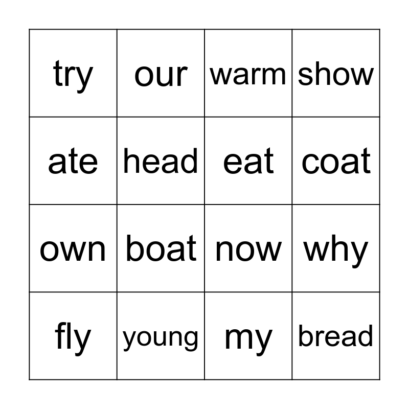 Foundations B HF words Bingo Card