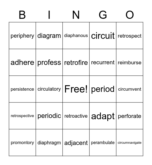 RHRW Lessons 4-7 Bingo Card