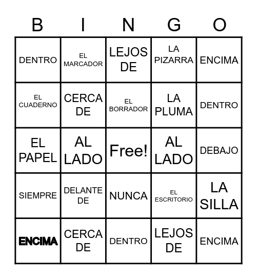 ESTAR/LOCATION BINGO Card