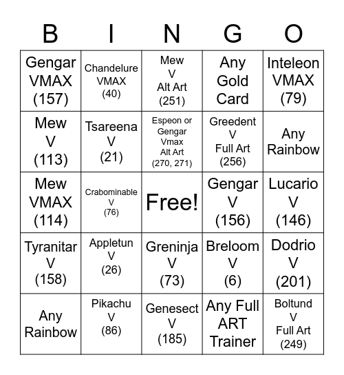 Fusion Strike Bingo Card