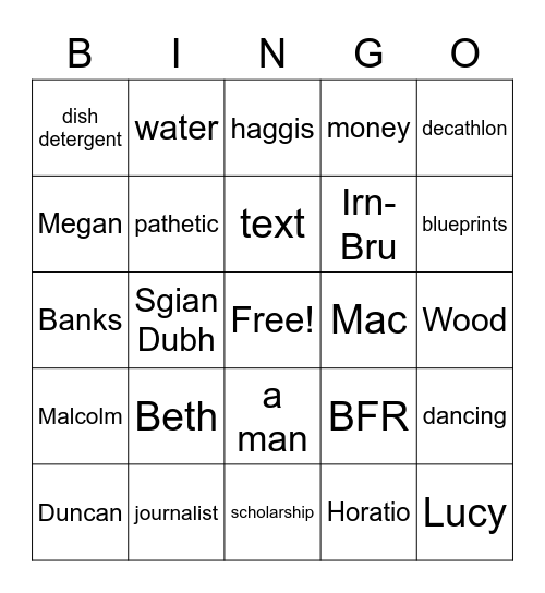 Something Wicked Bingo Card