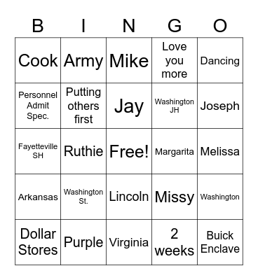 Bingo Marsha Bingo Card