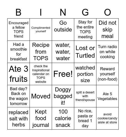 TOPS Bingo Card