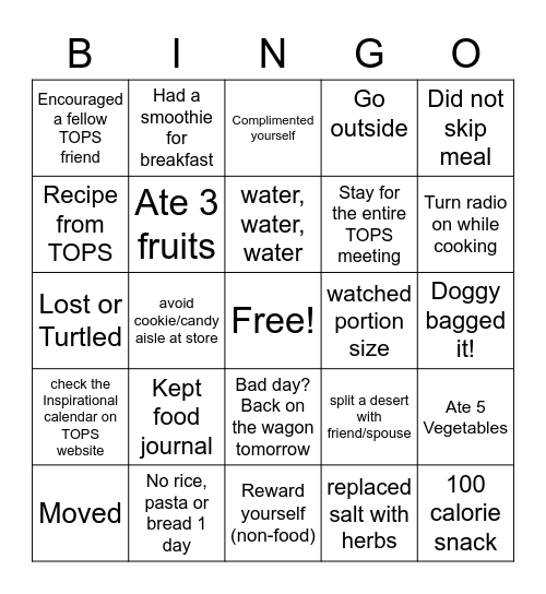 TOPS Bingo Card