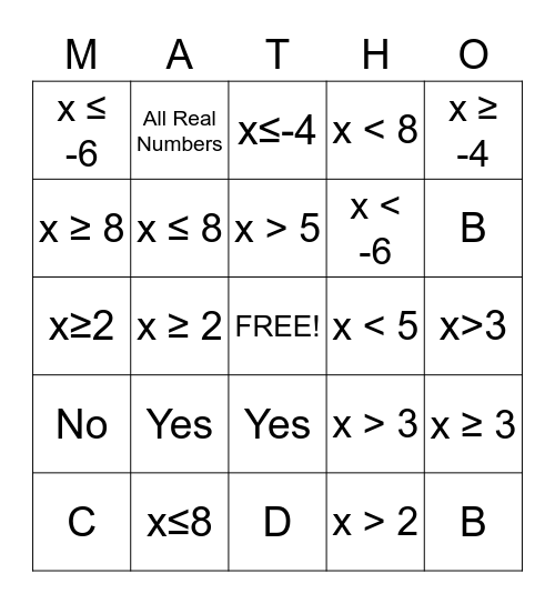 4.1 - 4.3 Review Bingo Card
