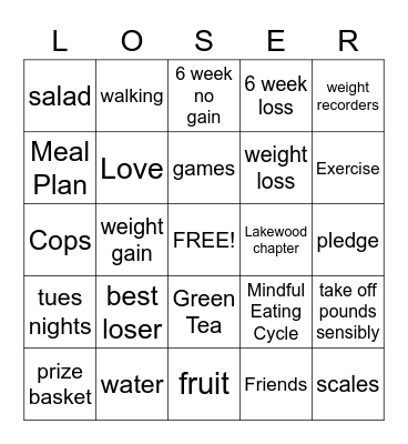 Tops Bingo Card