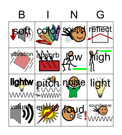 Changes to Light and Sound Bingo Card