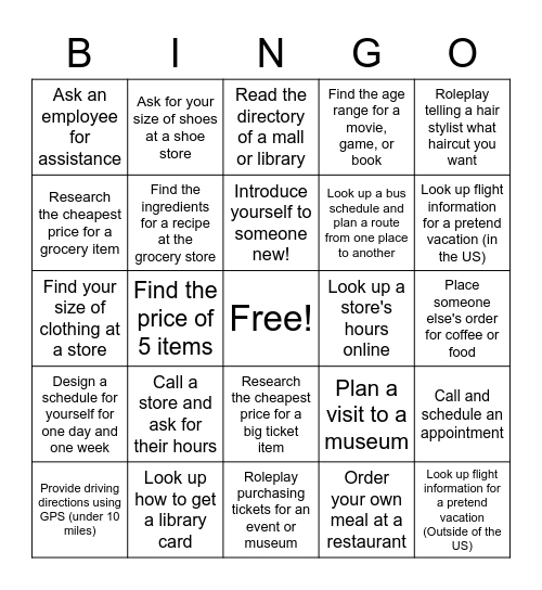 Social Skills Bingo! Bingo Card