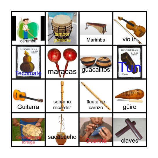 Music Instruments de Honduras Bingo Card