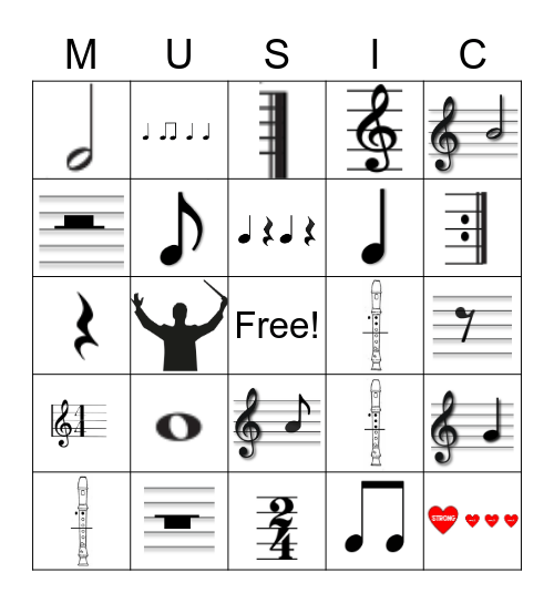 Music Bingo Card