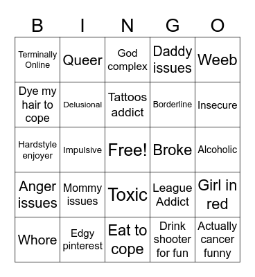Mollycore Bingo Card