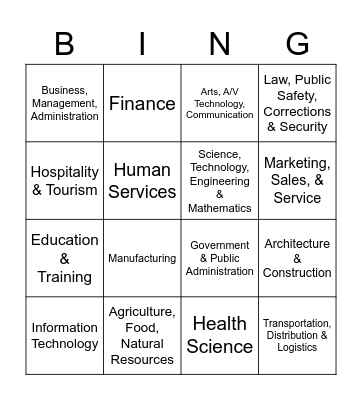 Career Expo Bingo Card