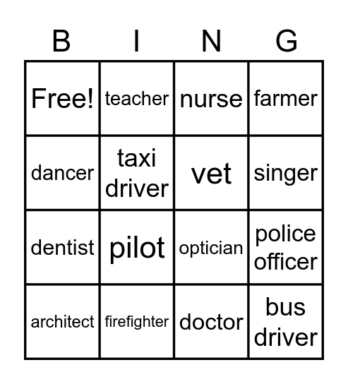 Jobs bingo Card