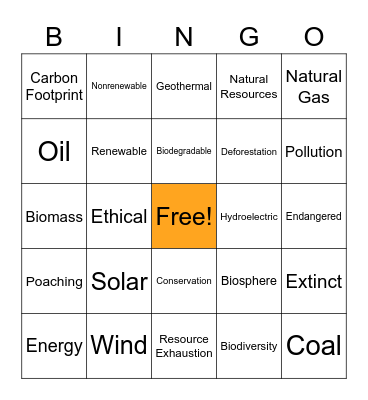 Human Impact Bingo Card