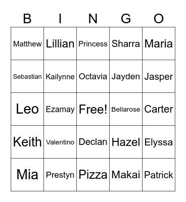 ABC 1A Bingo Card