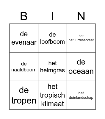 Woordenschat bingo Card