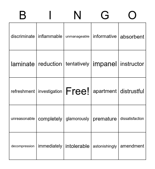 Rewards 16 Bingo Card