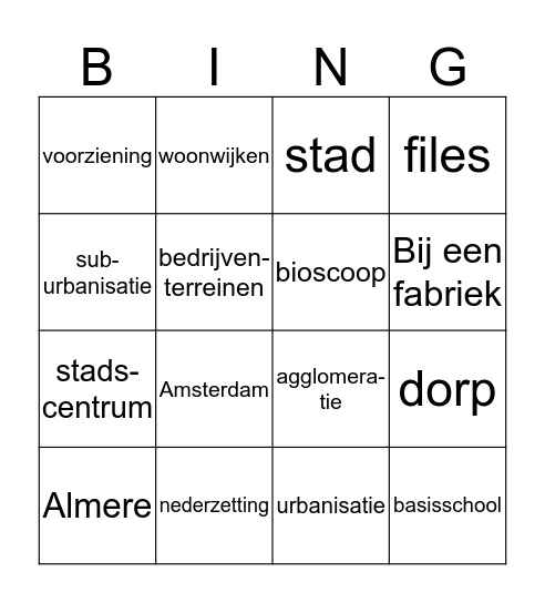 H2 steden in Nederland Bingo Card