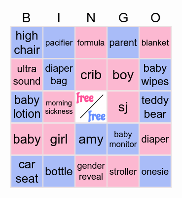 GENDER REVEAL BINGO Card
