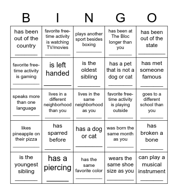 Find someone who... Bingo Card