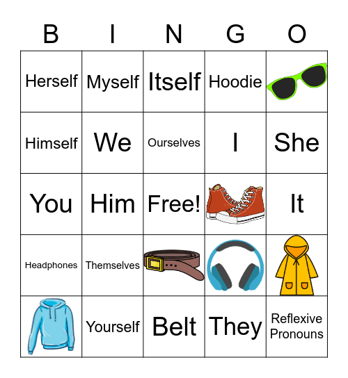 Reflexive Pronouns Bingo Card