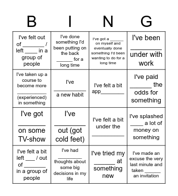 Alina Bingo Card