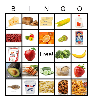 Nutrition Bingo Card