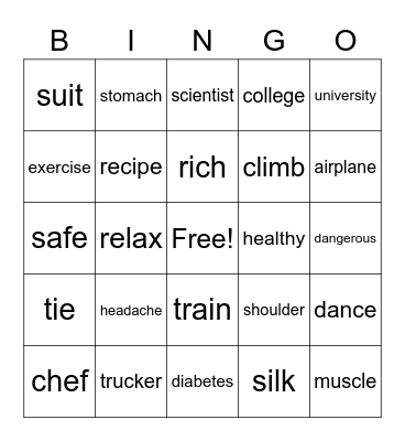 Vocabulary Bingo! Bingo Card