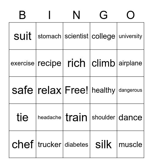 Vocabulary Bingo! Bingo Card