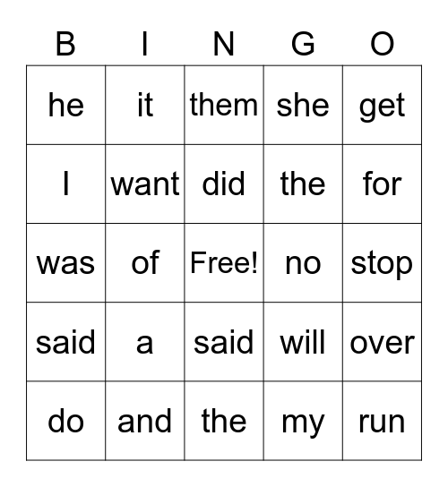 Group 1, 2, 6A Bingo Card