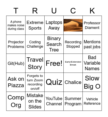 Data Structures Bingo Card