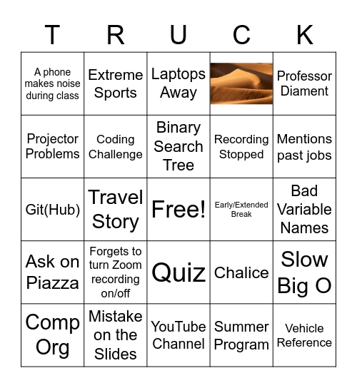 Data Structures Bingo Card