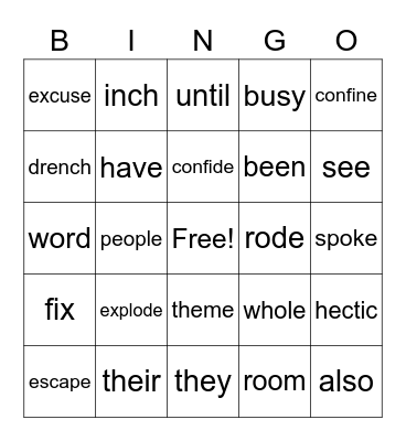 Leo's Bingo Card