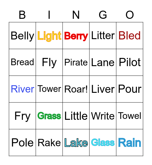 /l/ and /r/ BINGO Card