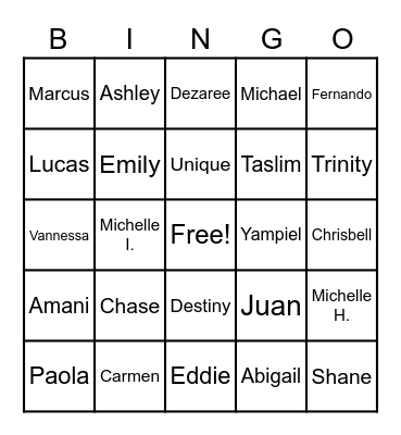 TEAM BUILDING BINGO Card