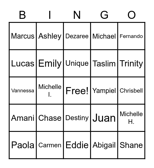 TEAM BUILDING BINGO Card