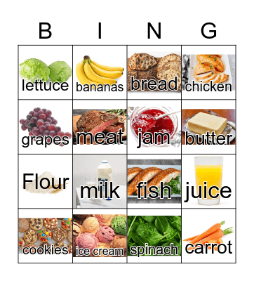 Food Bingo Card