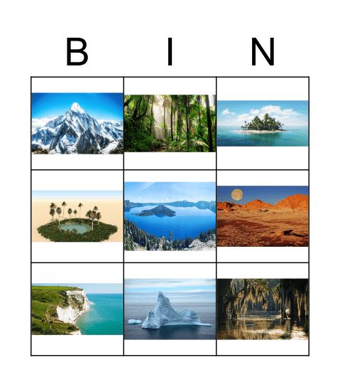 Geographical Features Bingo Card