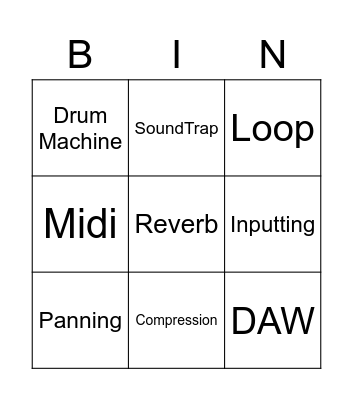 Music Technology Bingo Card