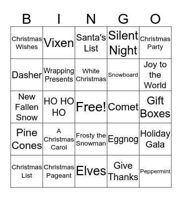 Christmas Bingo Card