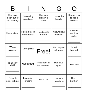 Find someone who... Bingo Card