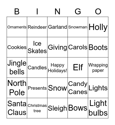 Holiday Bingo Card