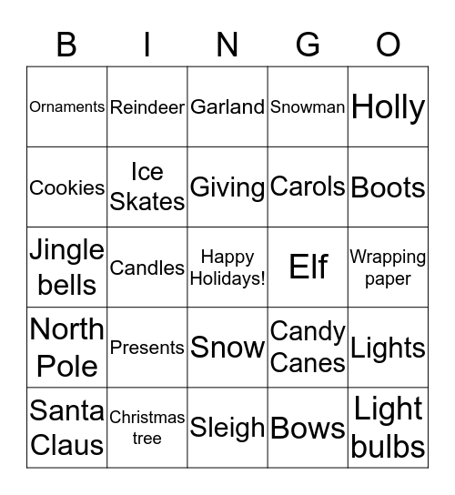 Holiday Bingo Card