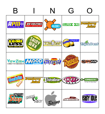 Disney Cars Piston Cup Bingo Card